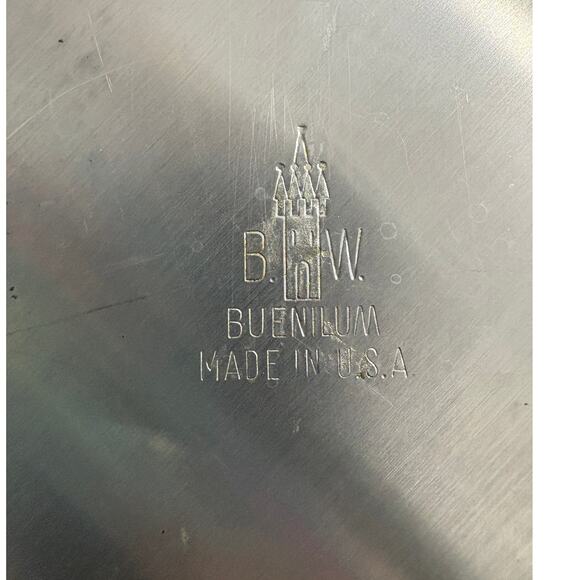 Vtg. 1970's BW Buenilum Blue/White Aluminum Tile Bowl - Picture 3 of 4